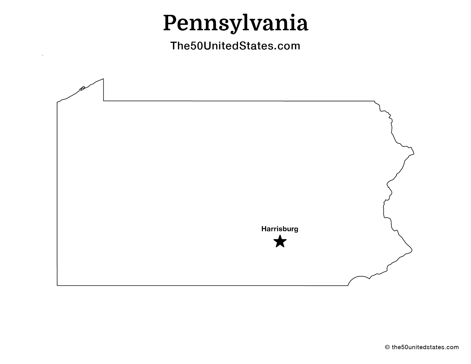 Map of Pennsylvania with Capital (Labeled)