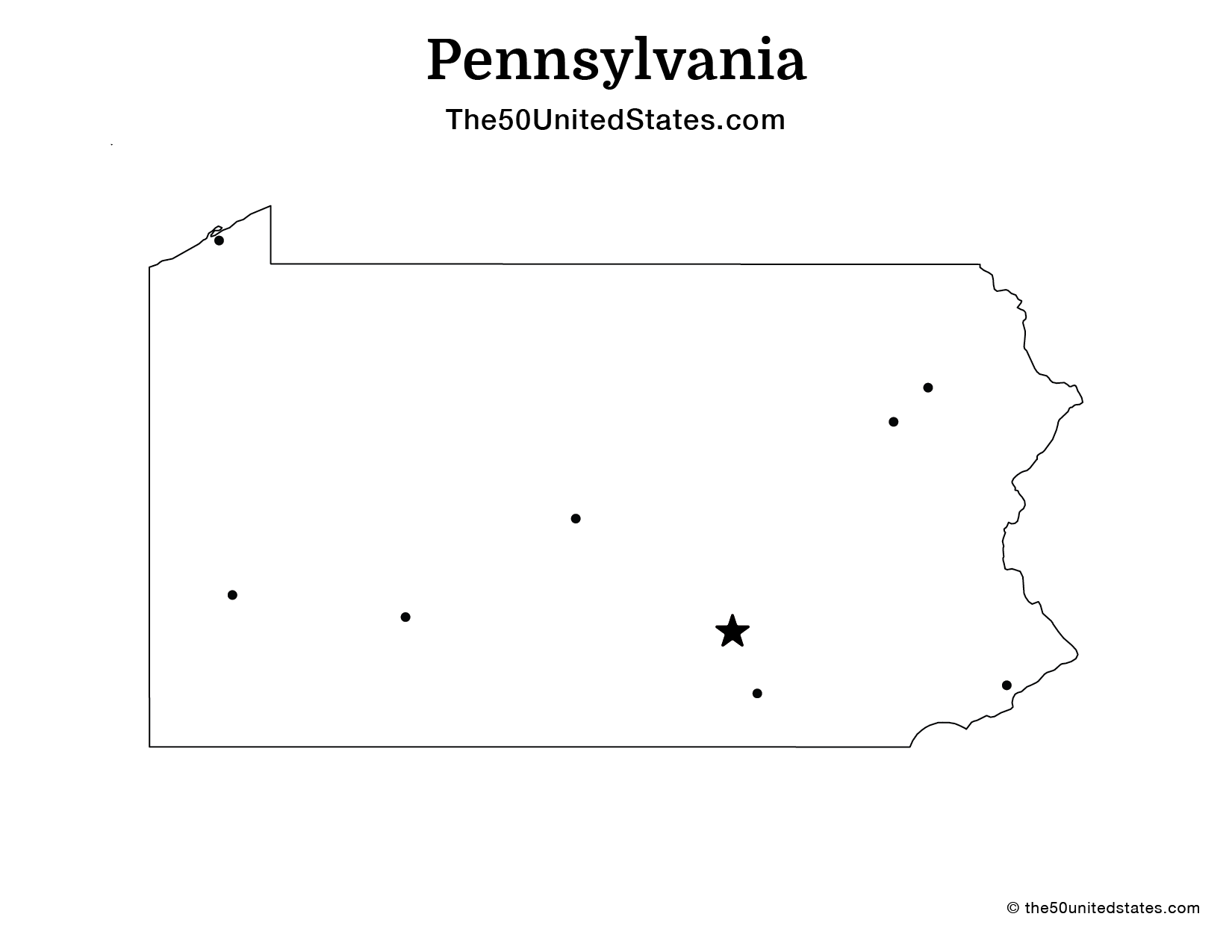 Map of Pennsylvania with Cities (Blank)