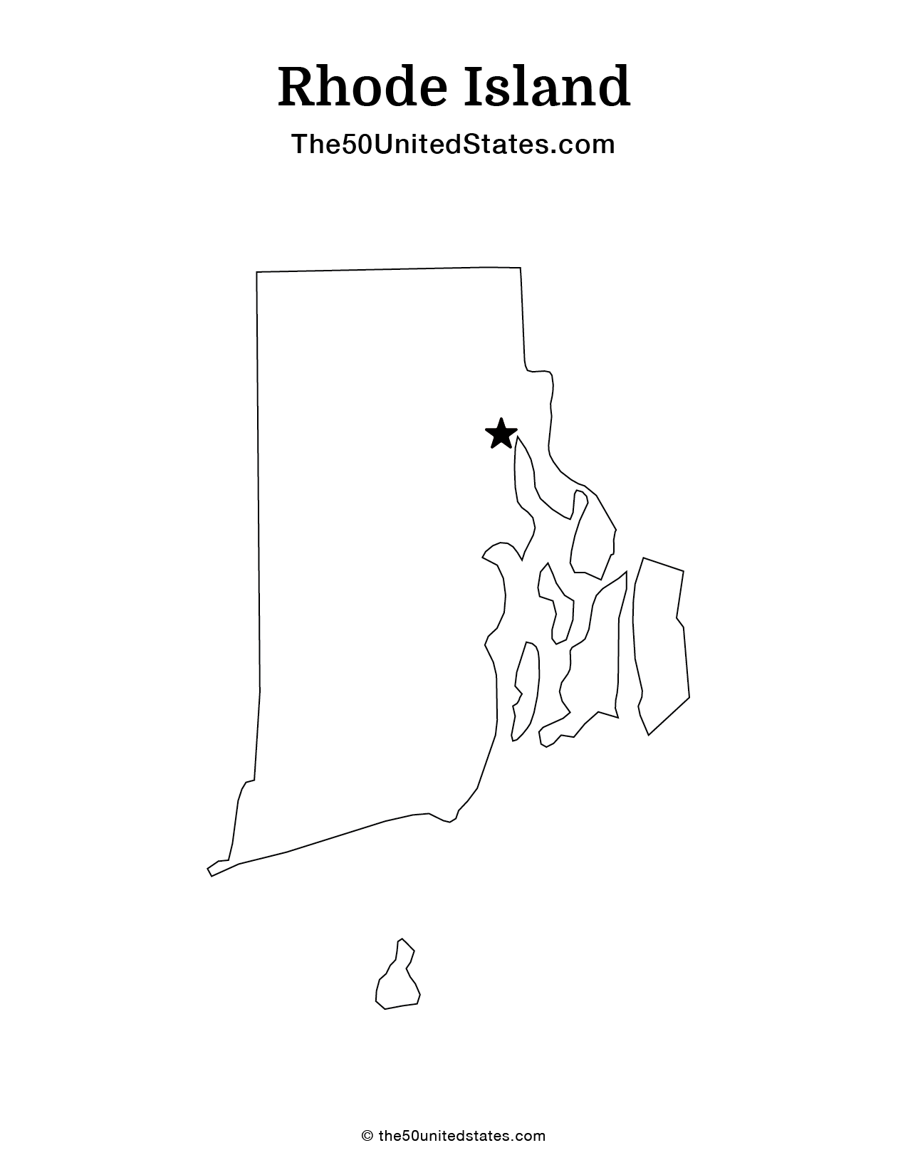 Map of Rhode Island with Capital (Blank)