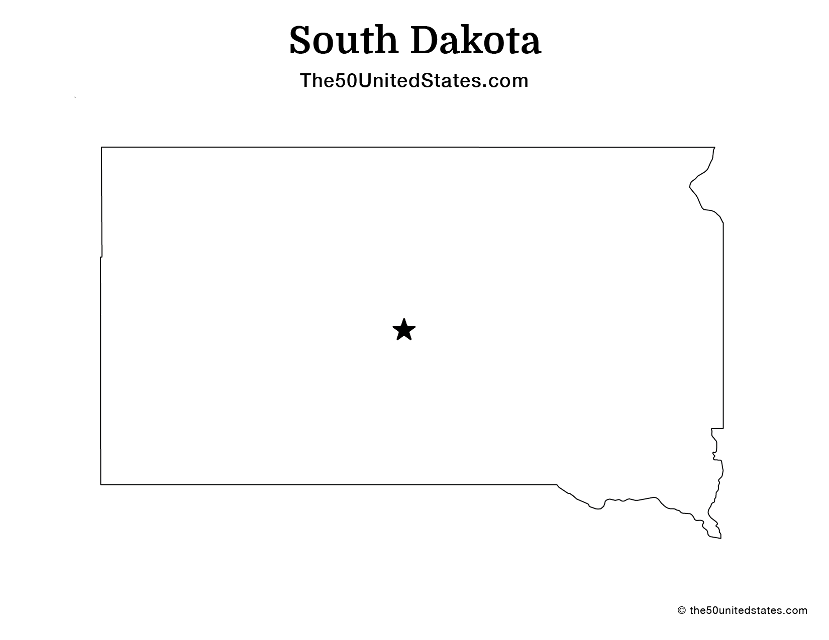 Map of South Dakota with Capital (Blank)