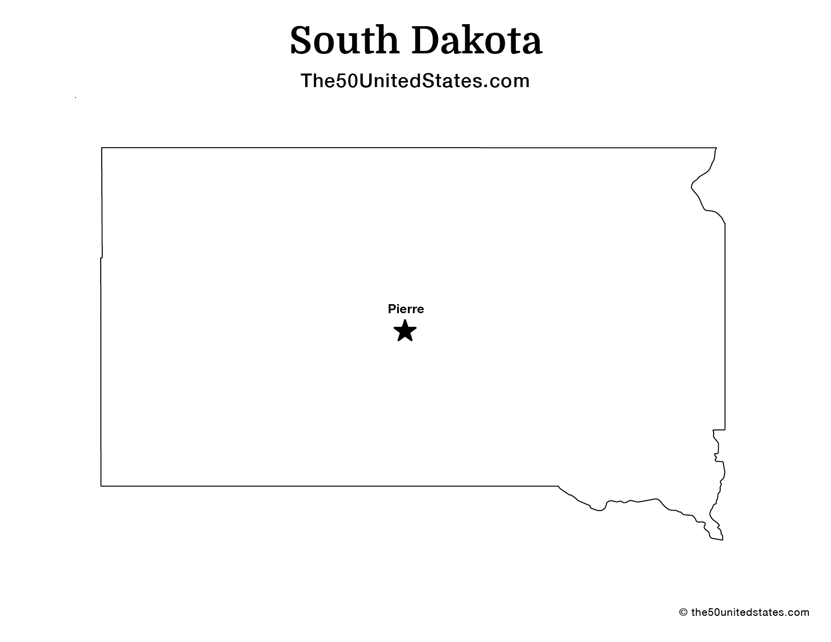 Map of South Dakota with Capital (Labeled)