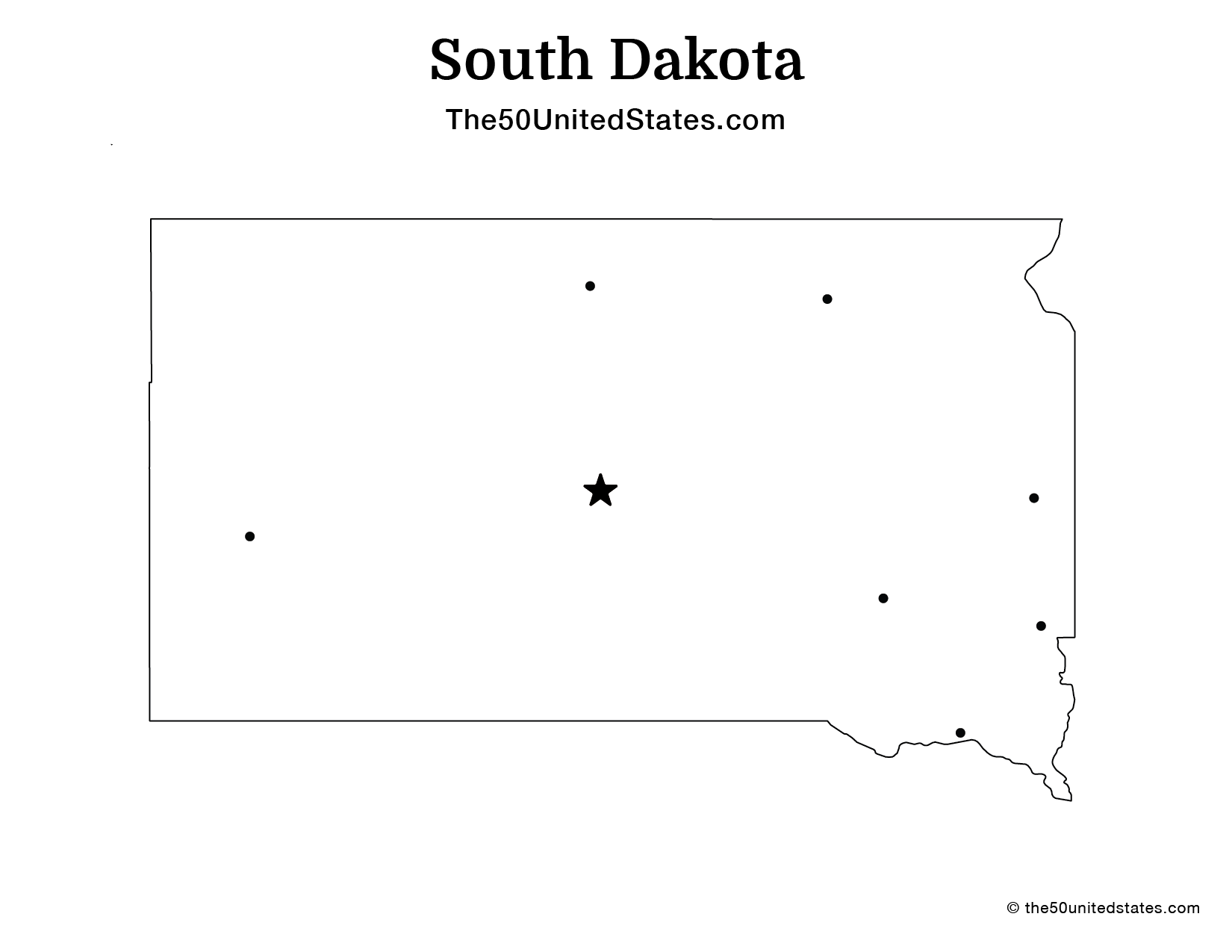 Map of South Dakota with Cities (Blank)