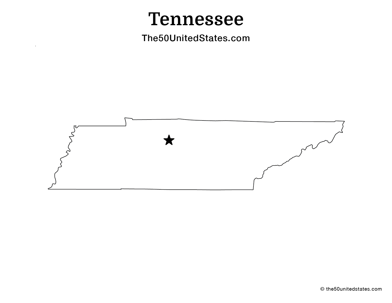 Map of Tennessee with Capital (Blank)