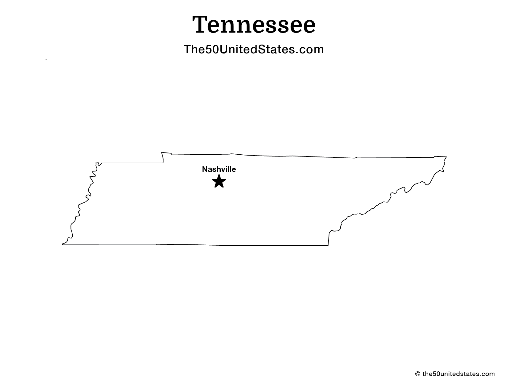 Map of Tennessee with Capital (Labeled)