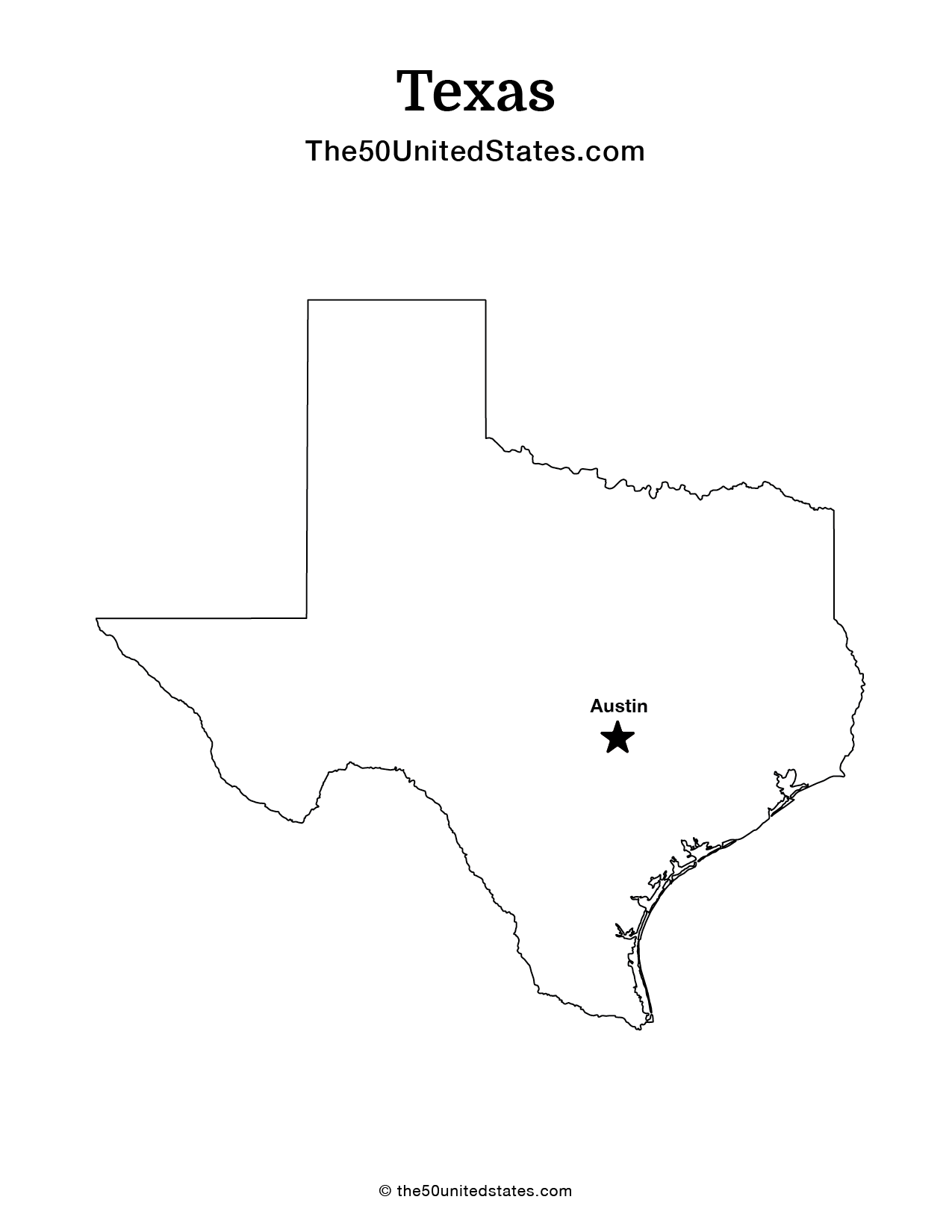 Map of Texas with Capital (Labeled)