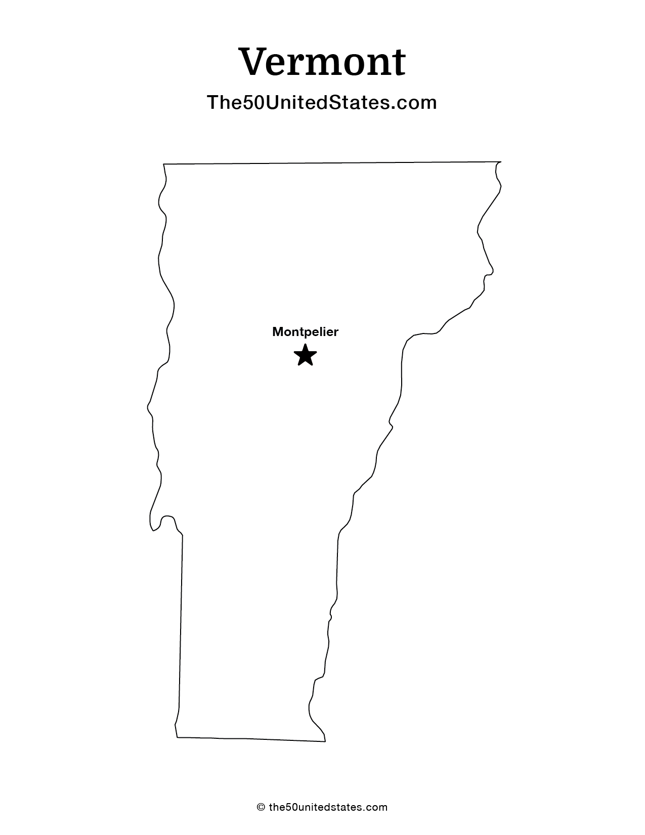Map of Vermont with Capital (Labeled)