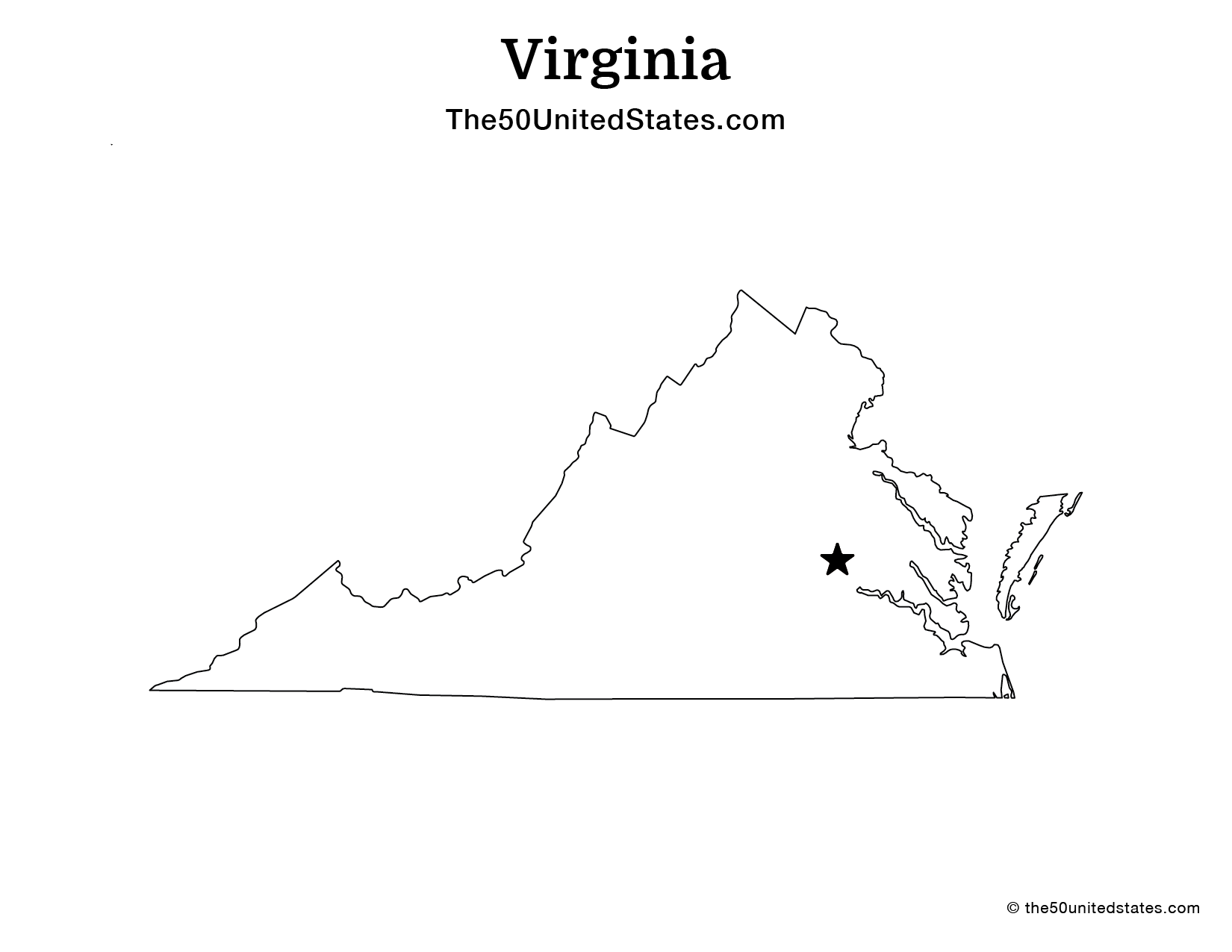 Map of Virginia with Capital (Blank)