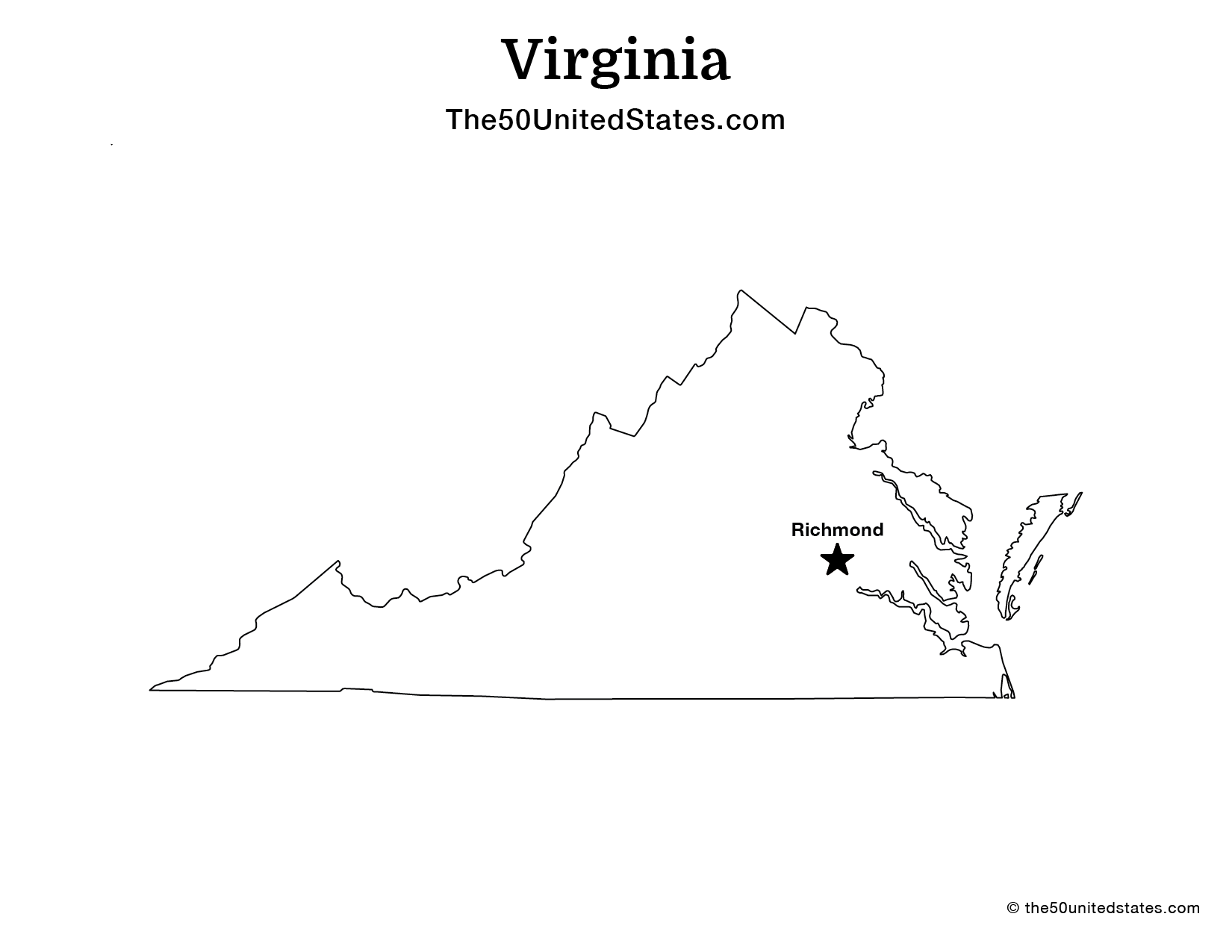 Map of Virginia with Capital (Labeled)