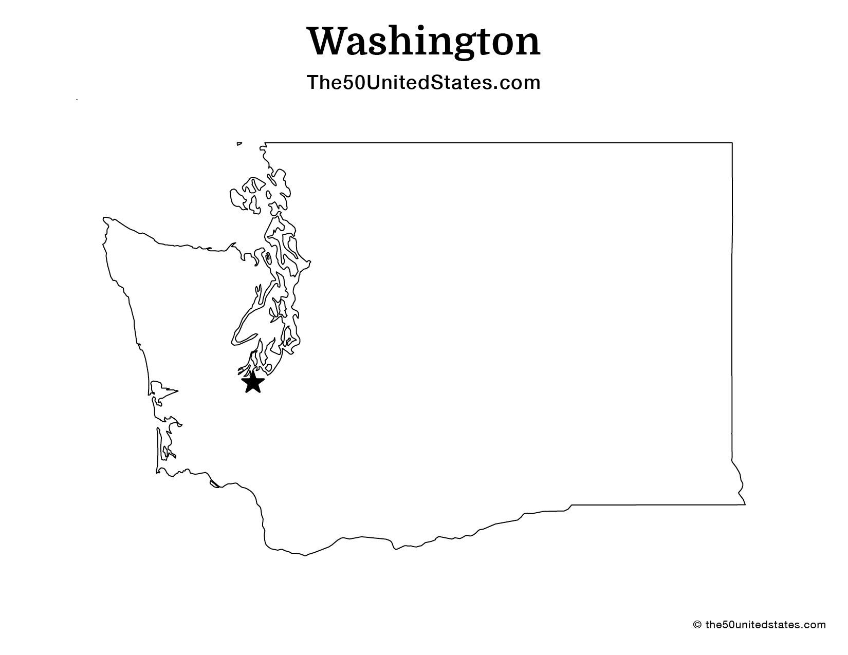 Map of Washington with Capital (Blank)