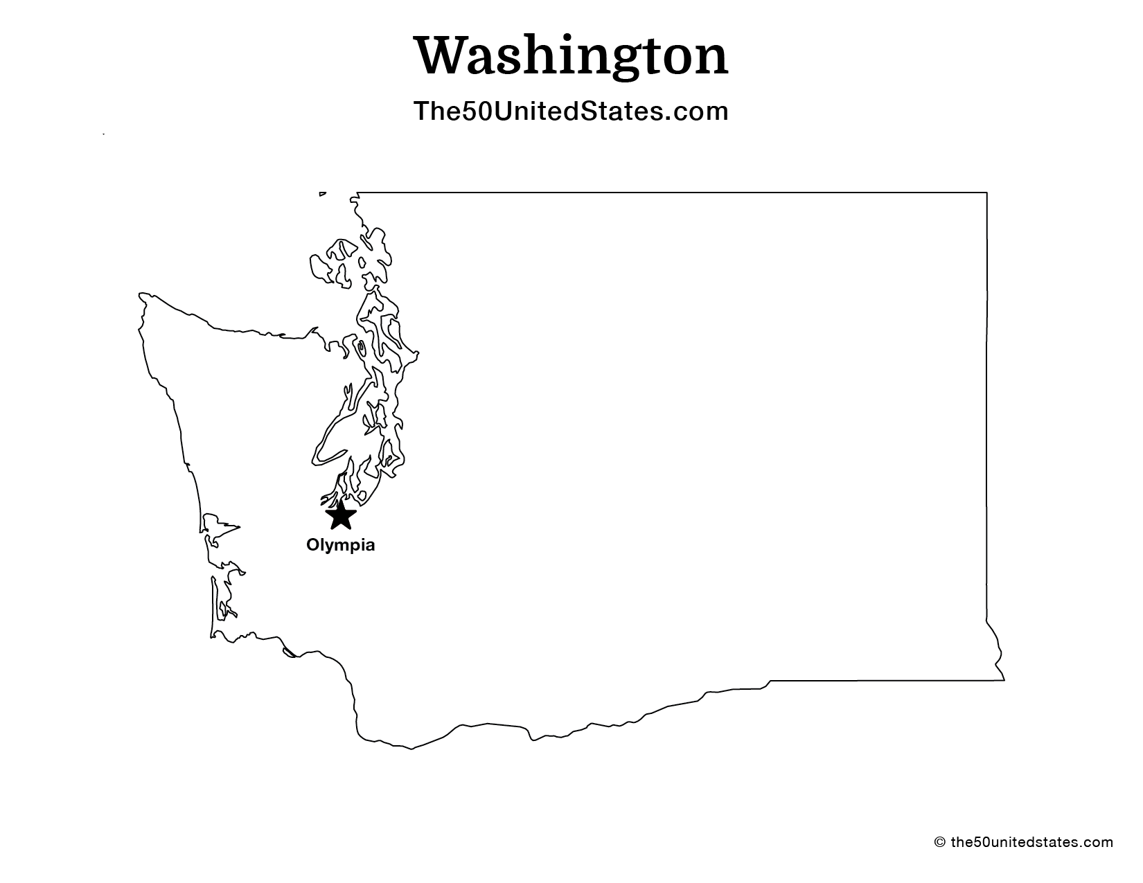 Map of Washington with Capital (Labeled)