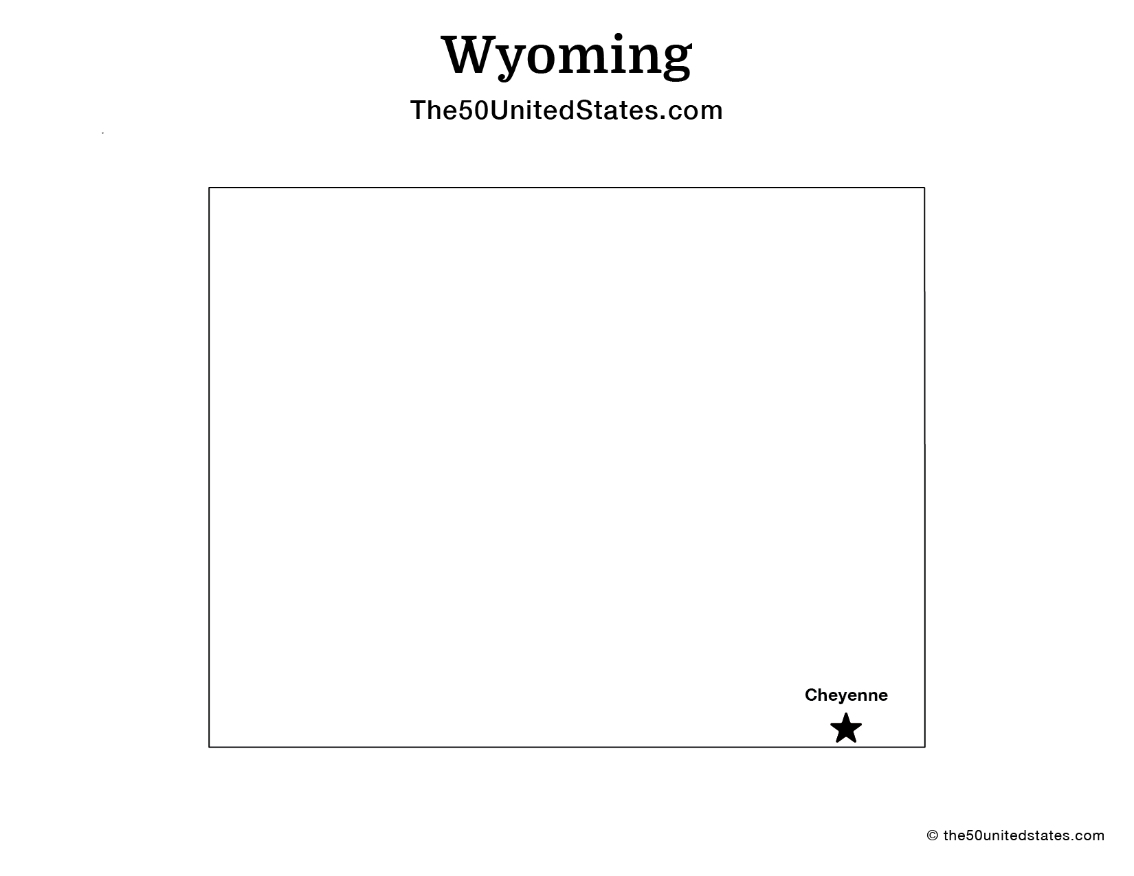 Map of Wyoming with Capital (Labeled)
