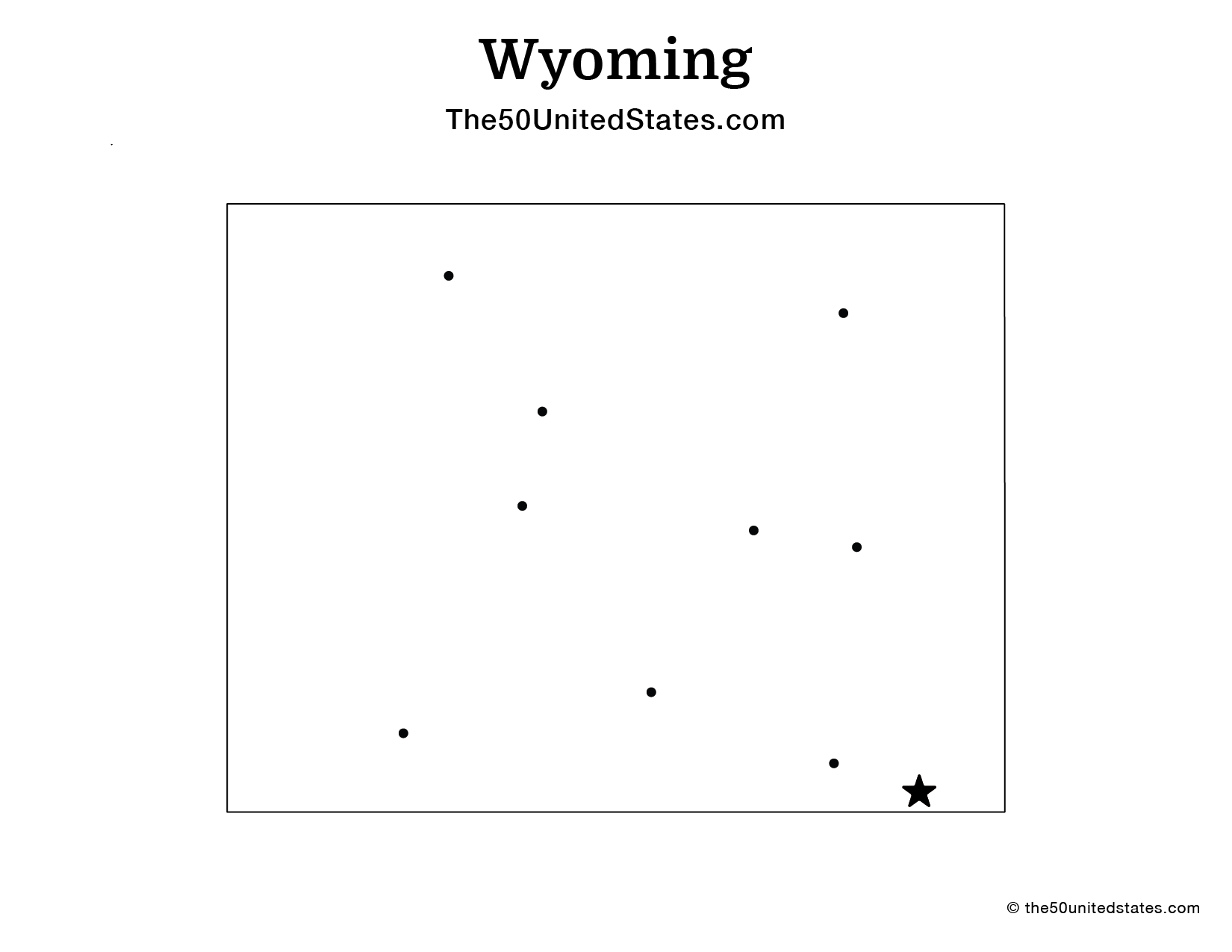 Map of Wyoming with Cities (Blank)