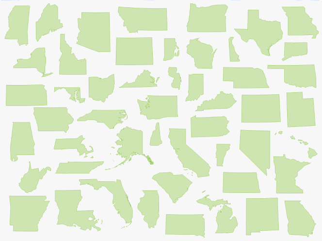 50 States Shapes Map Quiz