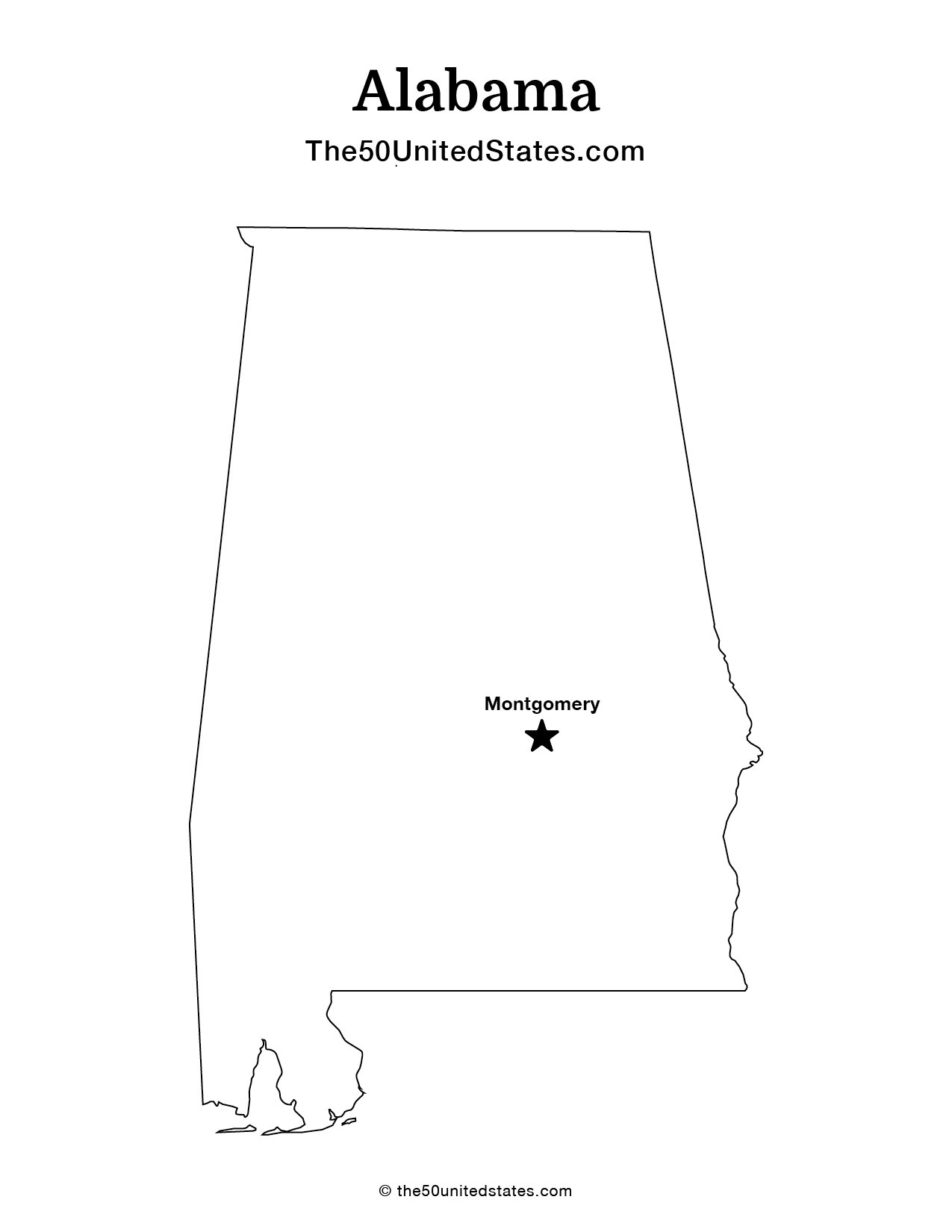 Map of Alabama with Capital (Labeled)