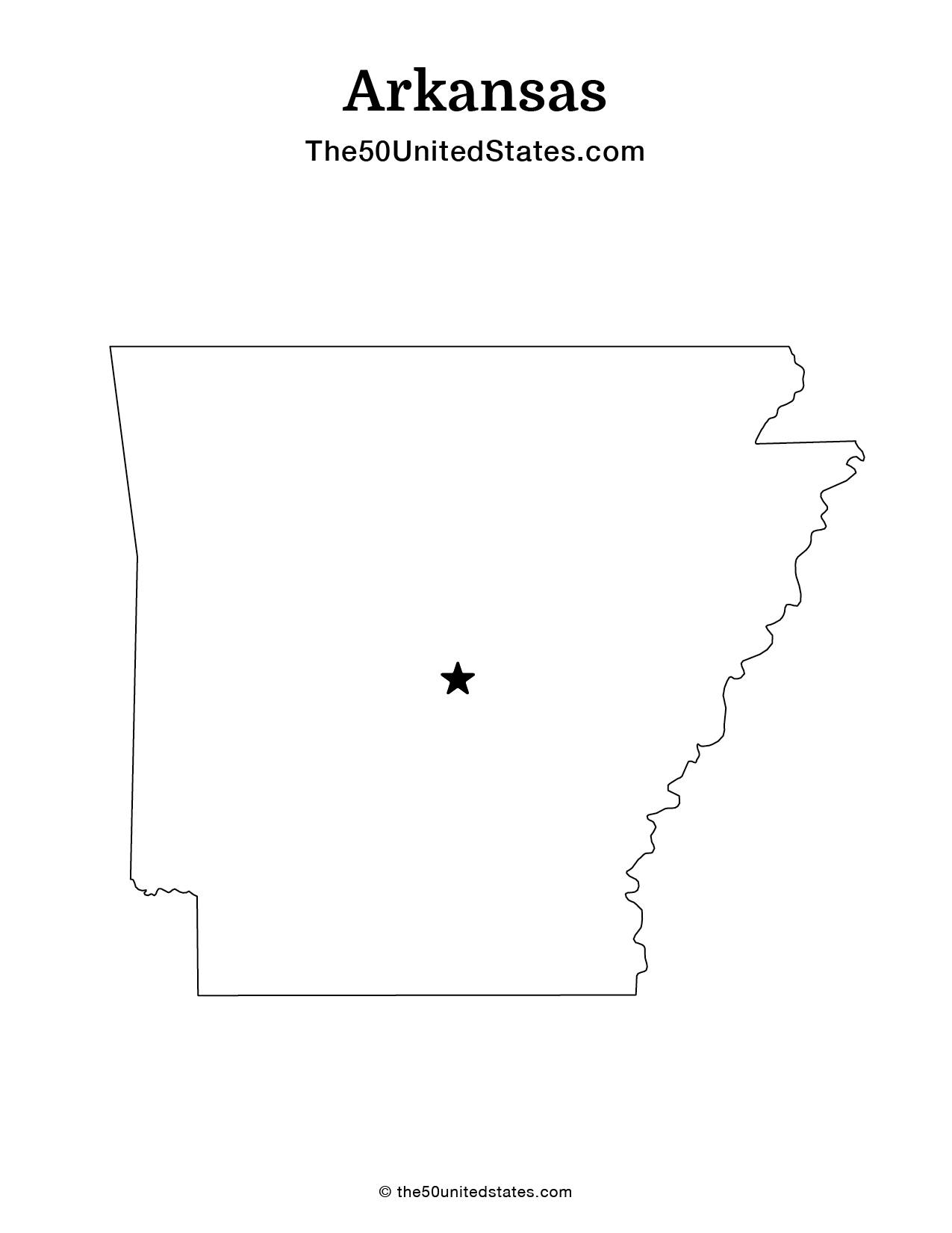 Map of Arkansas with Capital (Blank)