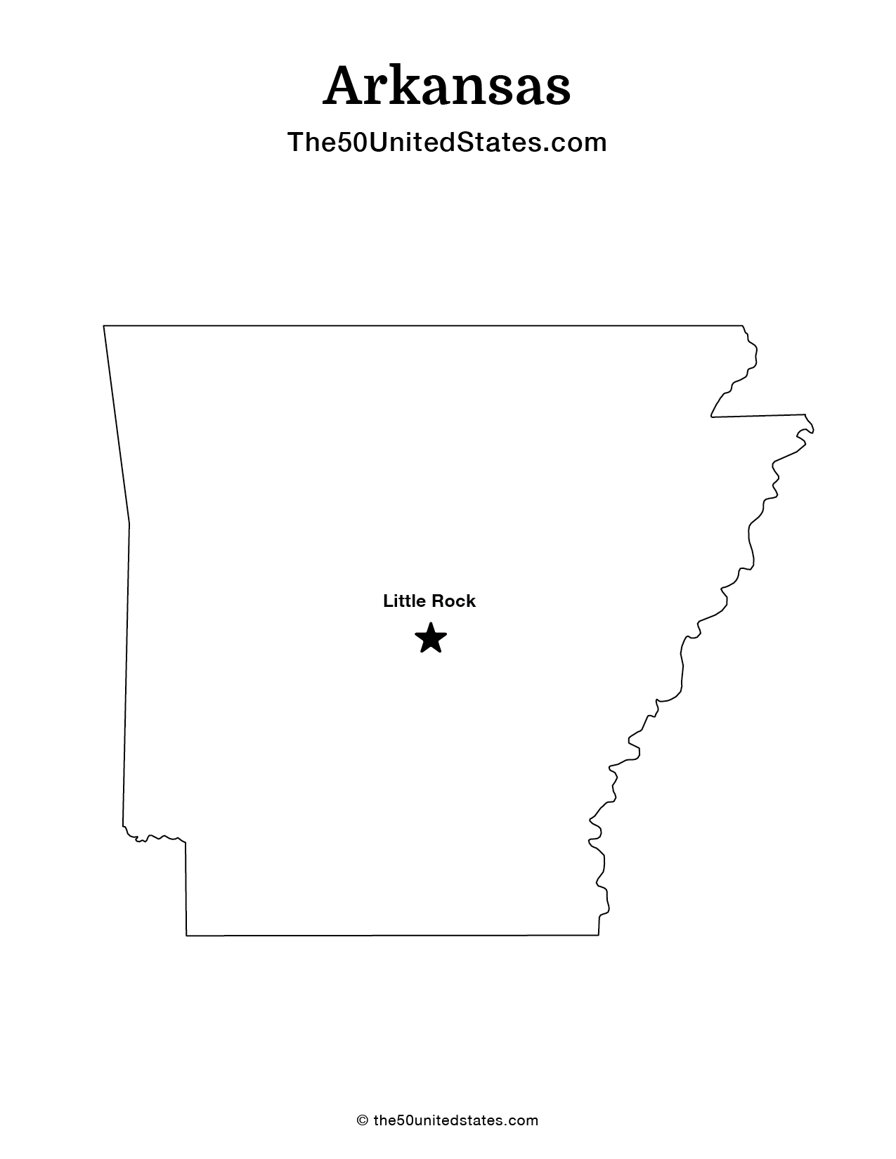 Map of Arkansas with Capital (Labeled)