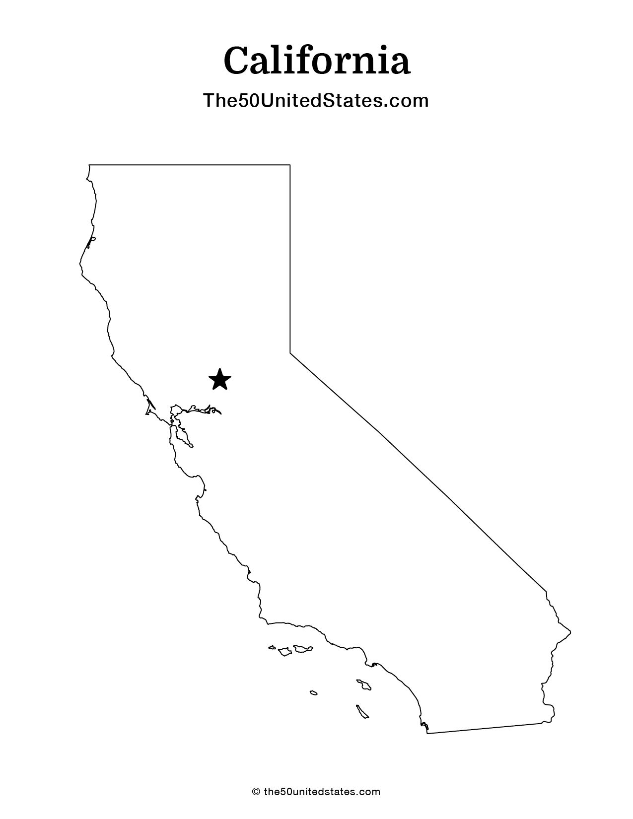 Map of California with Capital (Blank)
