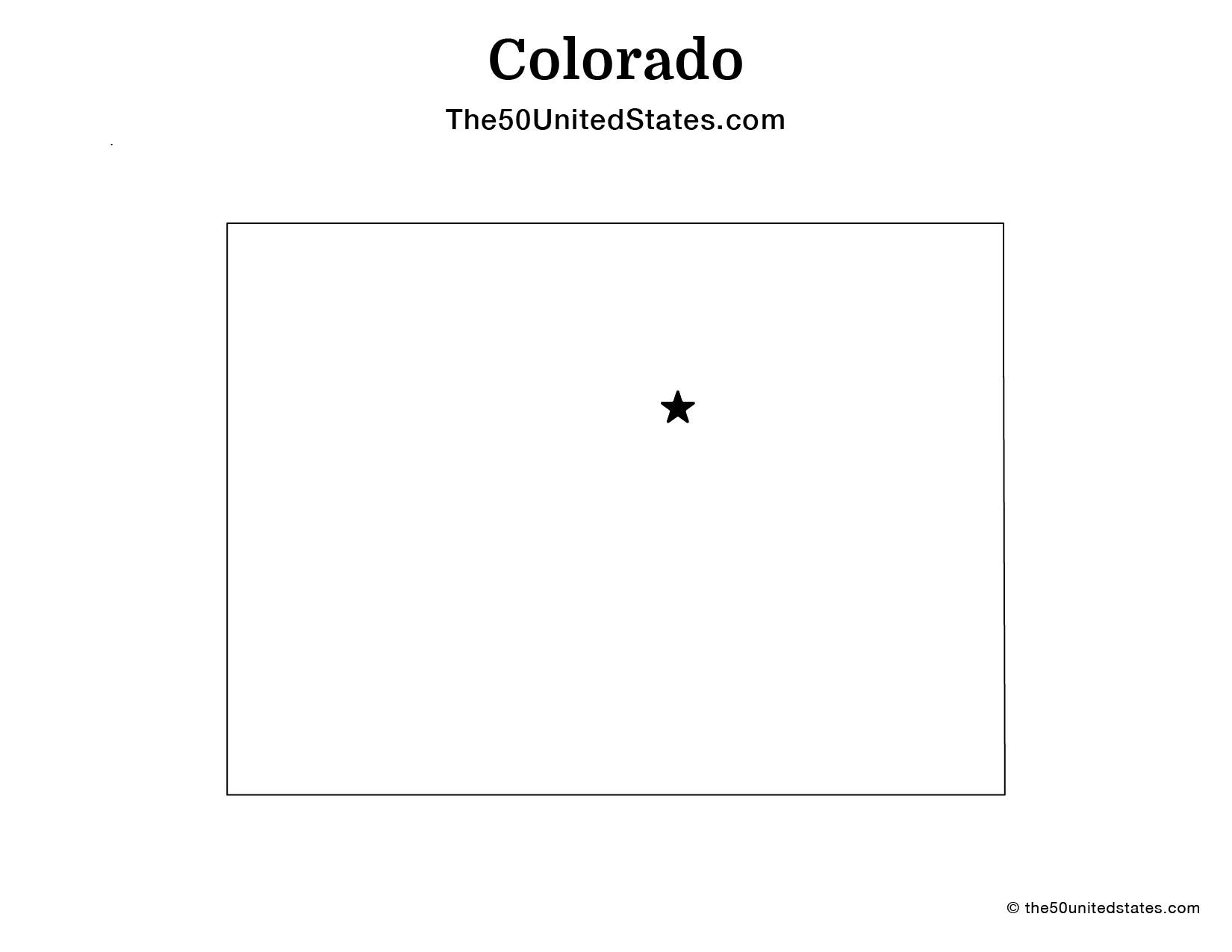 Map of Colorado with Capital (Blank)