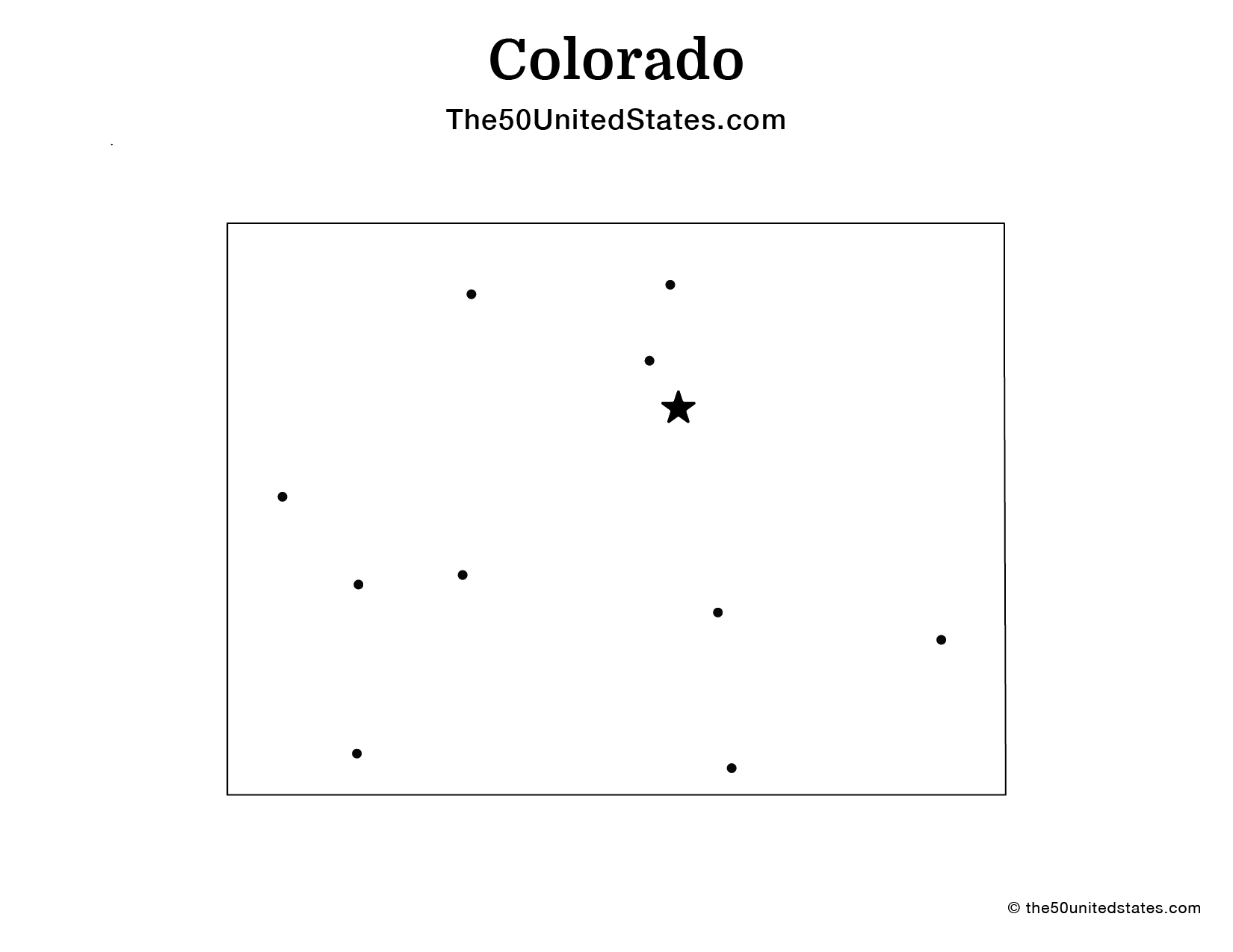 Map of Colorado with Cities (Blank)