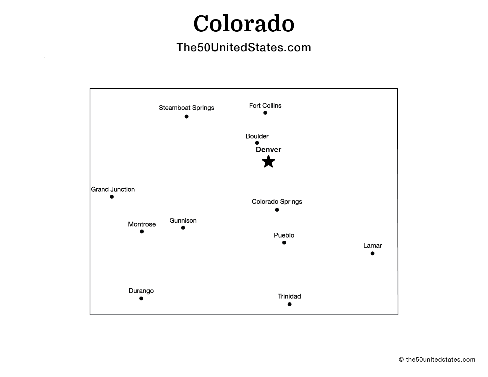 Map of Colorado with Cities (Labeled)