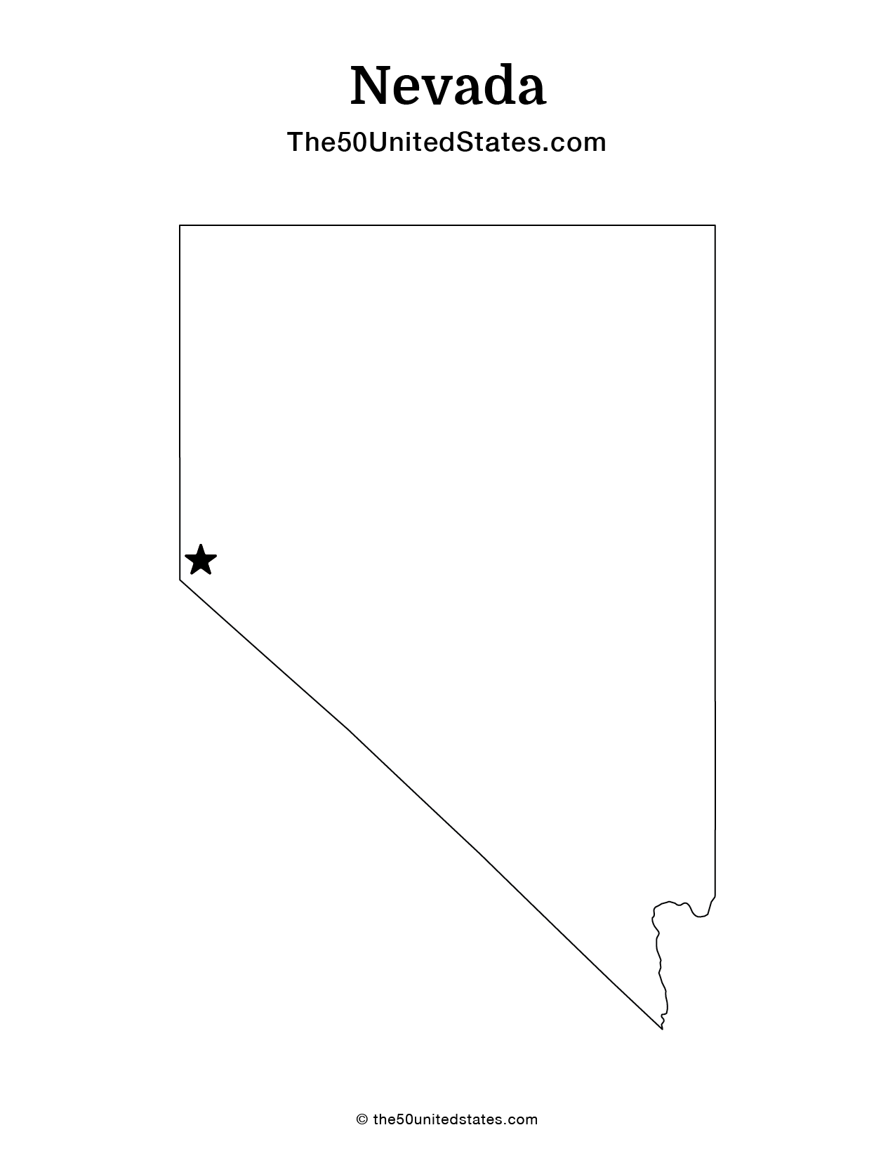 Map of Nevada with Capital (Blank)