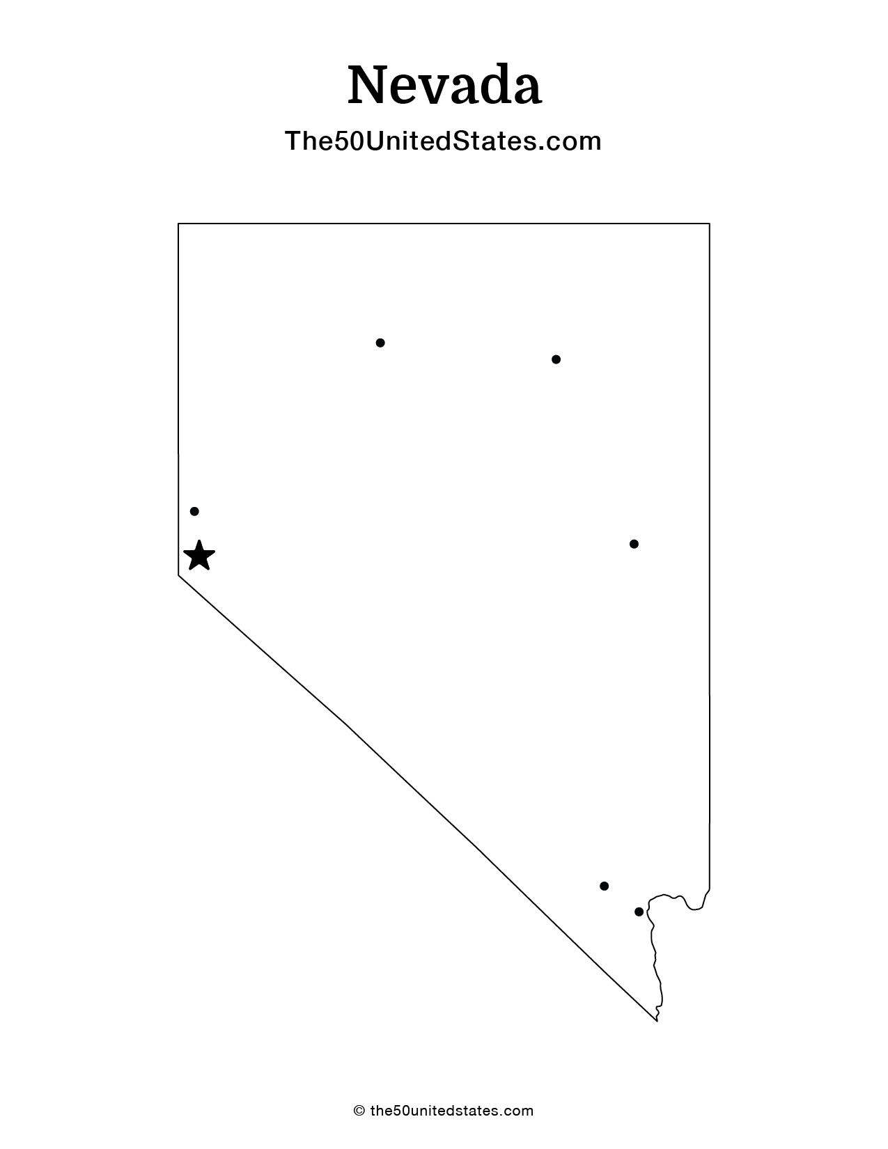 Map of Nevada with Cities (Blank)