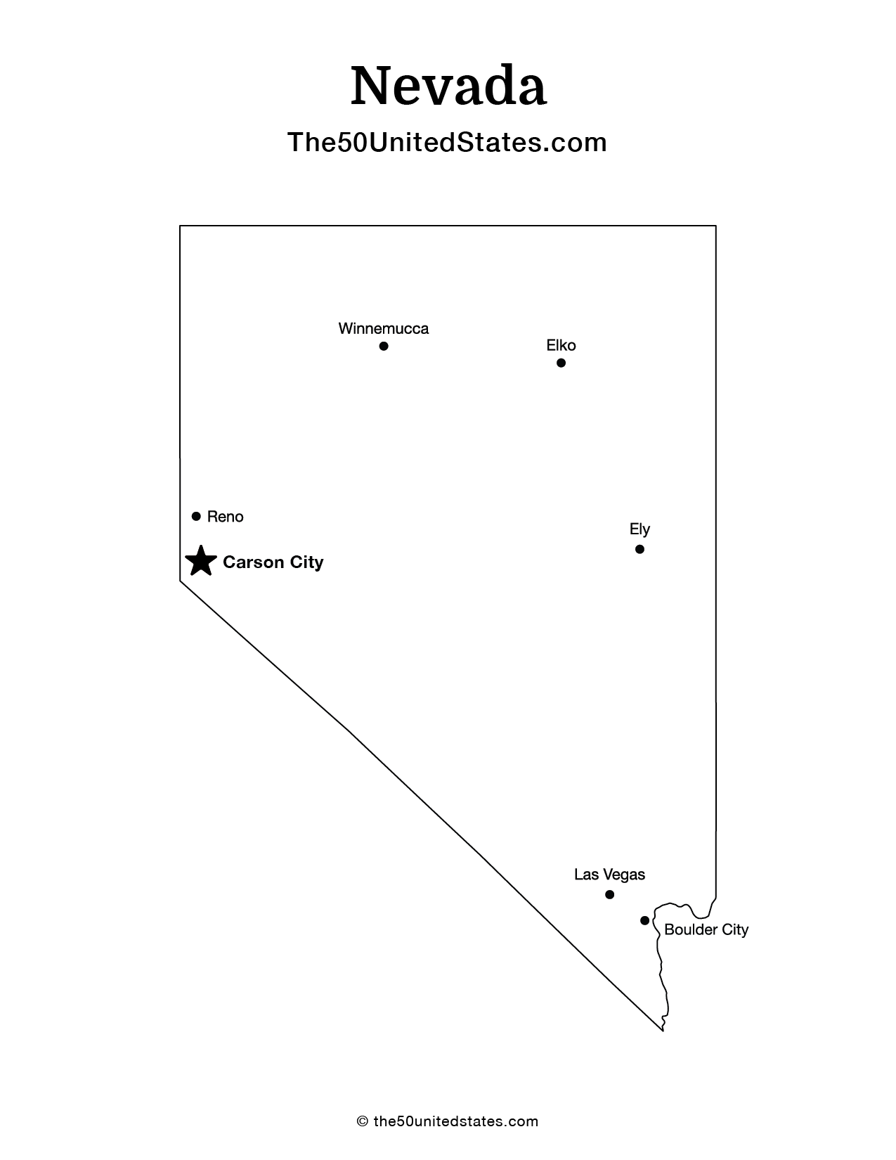 Map of Nevada with Cities (Labeled)