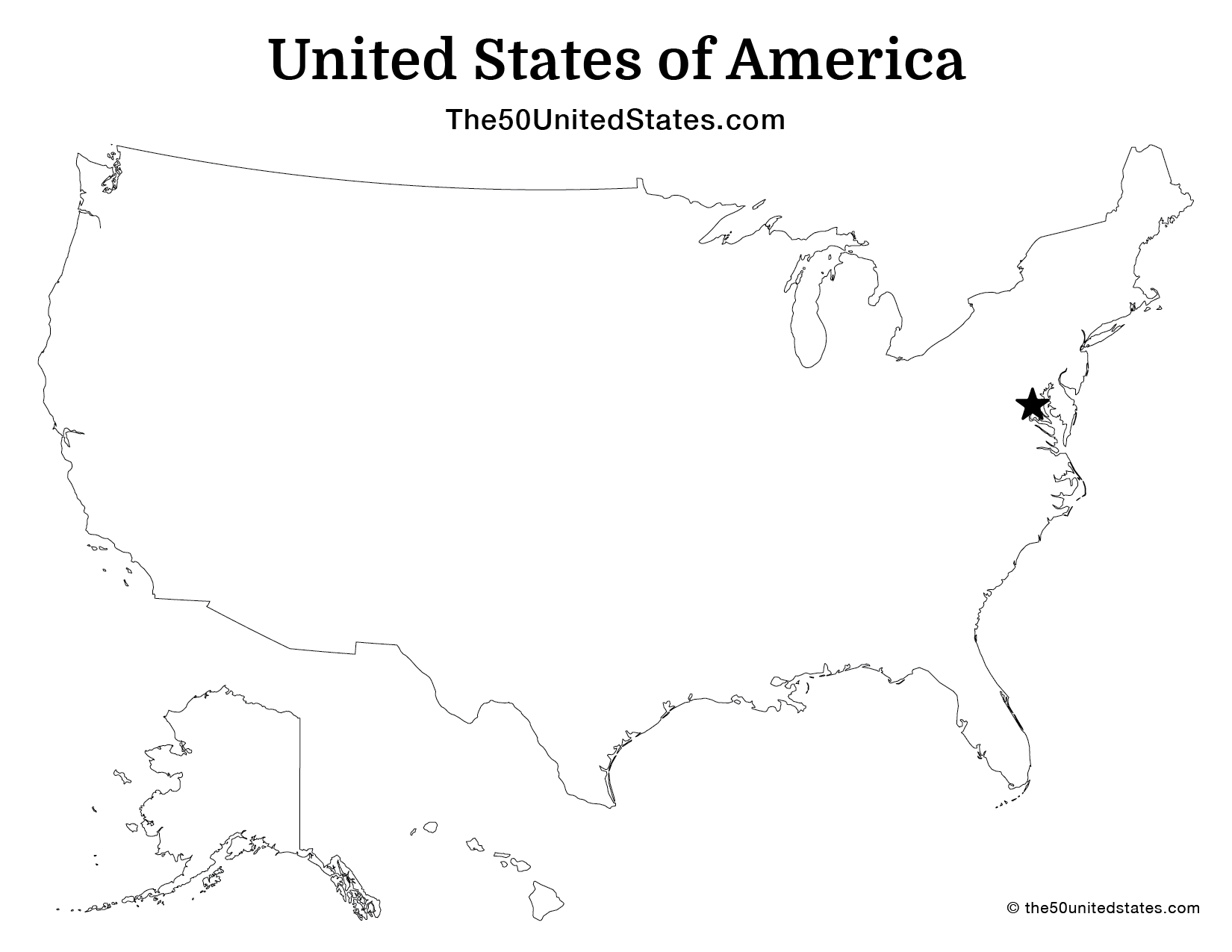 Map of USA with Capital (Blank)