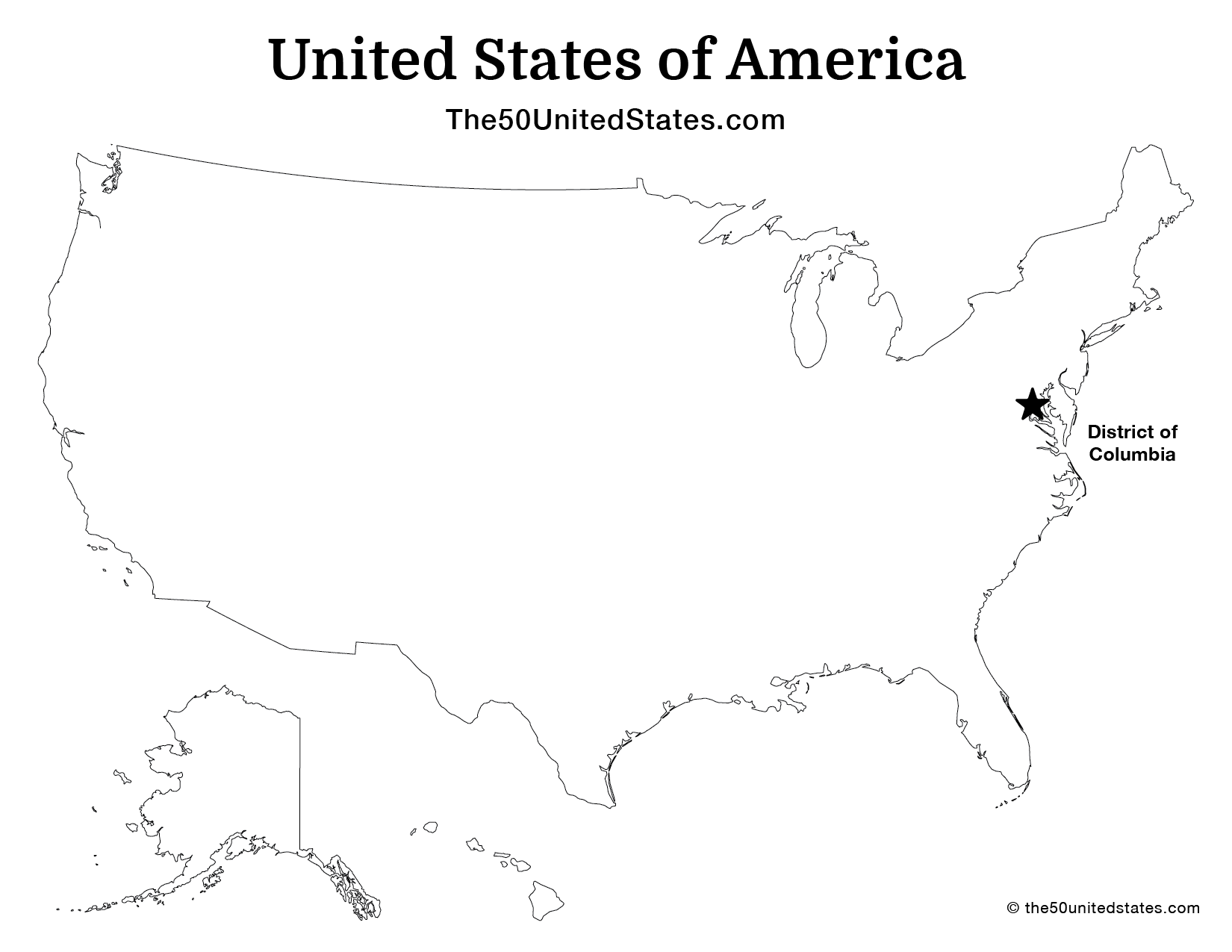 Map of USA with Capital (Labeled)