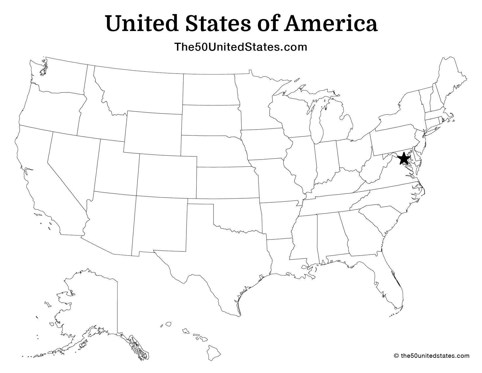 Map of USA States with Capital (Blank)