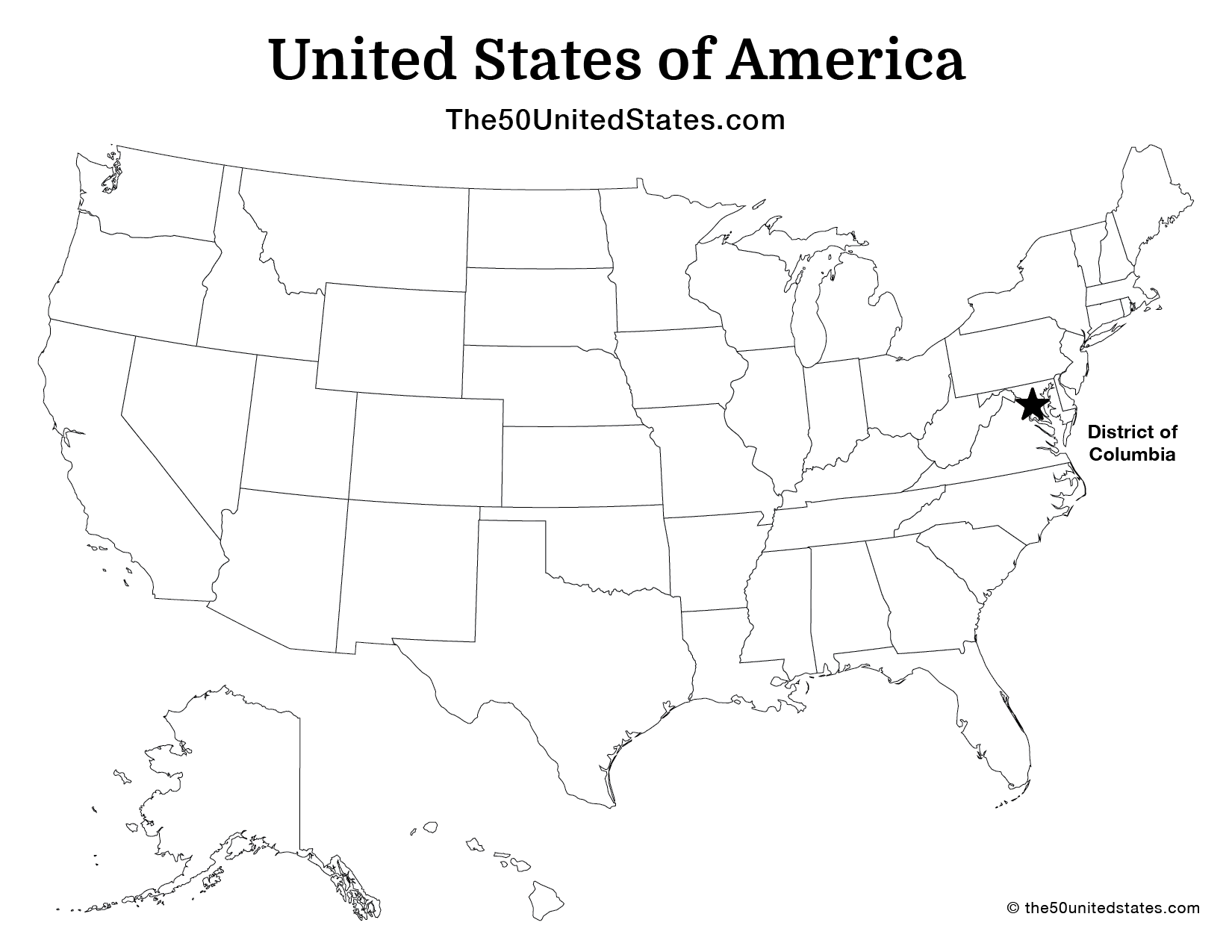 Map of USA States with Capital (Labeled)
